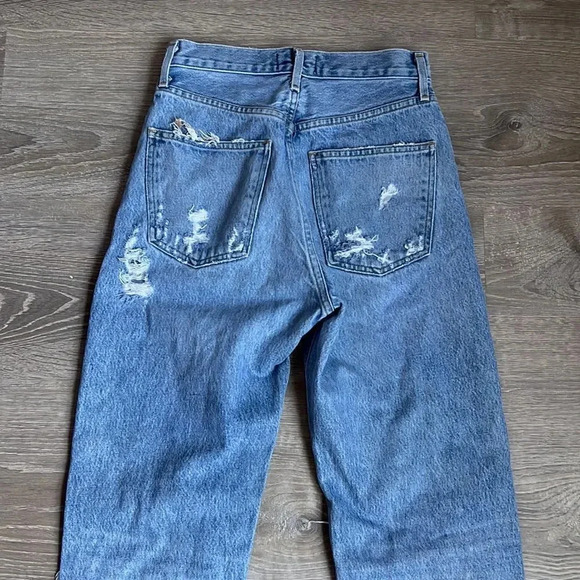 GOLDE 90's Mid Rise Loose Fit Cotton Ripped Leg Jeans - Picture 13 of 14